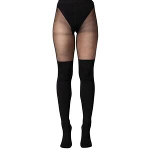 Killstar Alona Black Thigh High Illusion Tights Gothic NWT
